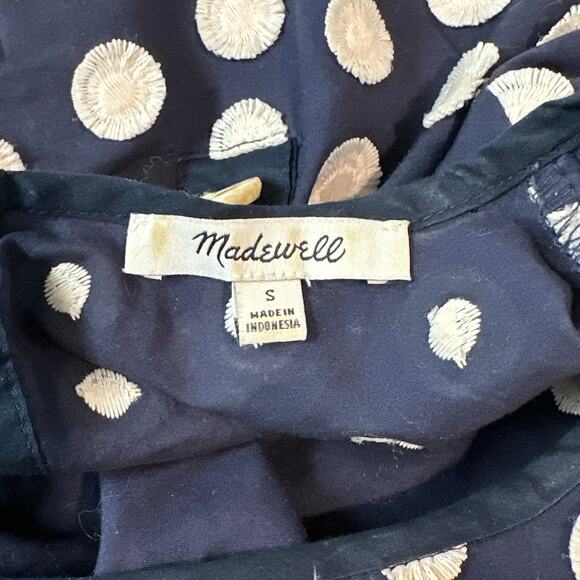 Madewell Textured Dot Top Embroidered Crew Neck Short Sleeve Boxy Blouse - Picture 11 of 14